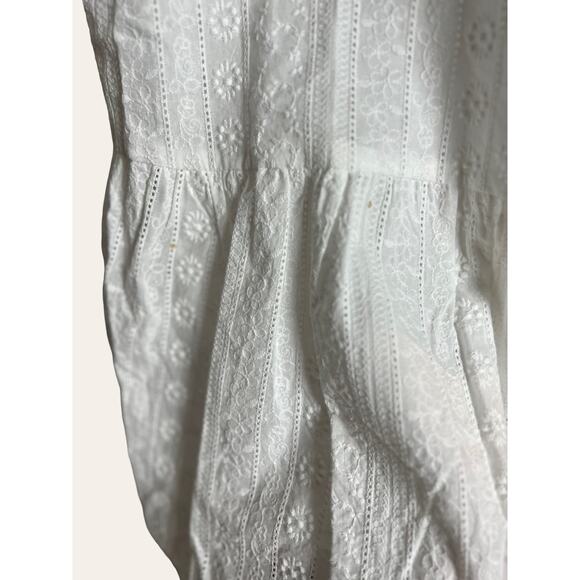 Cece White Eyelet Embroidered Atrapoy Ruffled Sleeveless Midi Dress Size 0 - Picture 3 of 9